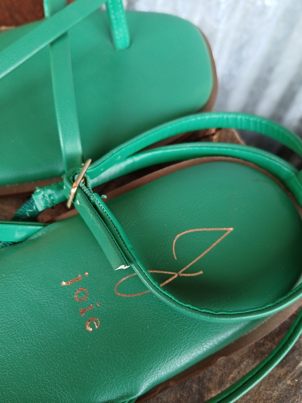 Joie Emerald Green Leather Strappy Flat Sandals Size 9 - Picture 2 of 5